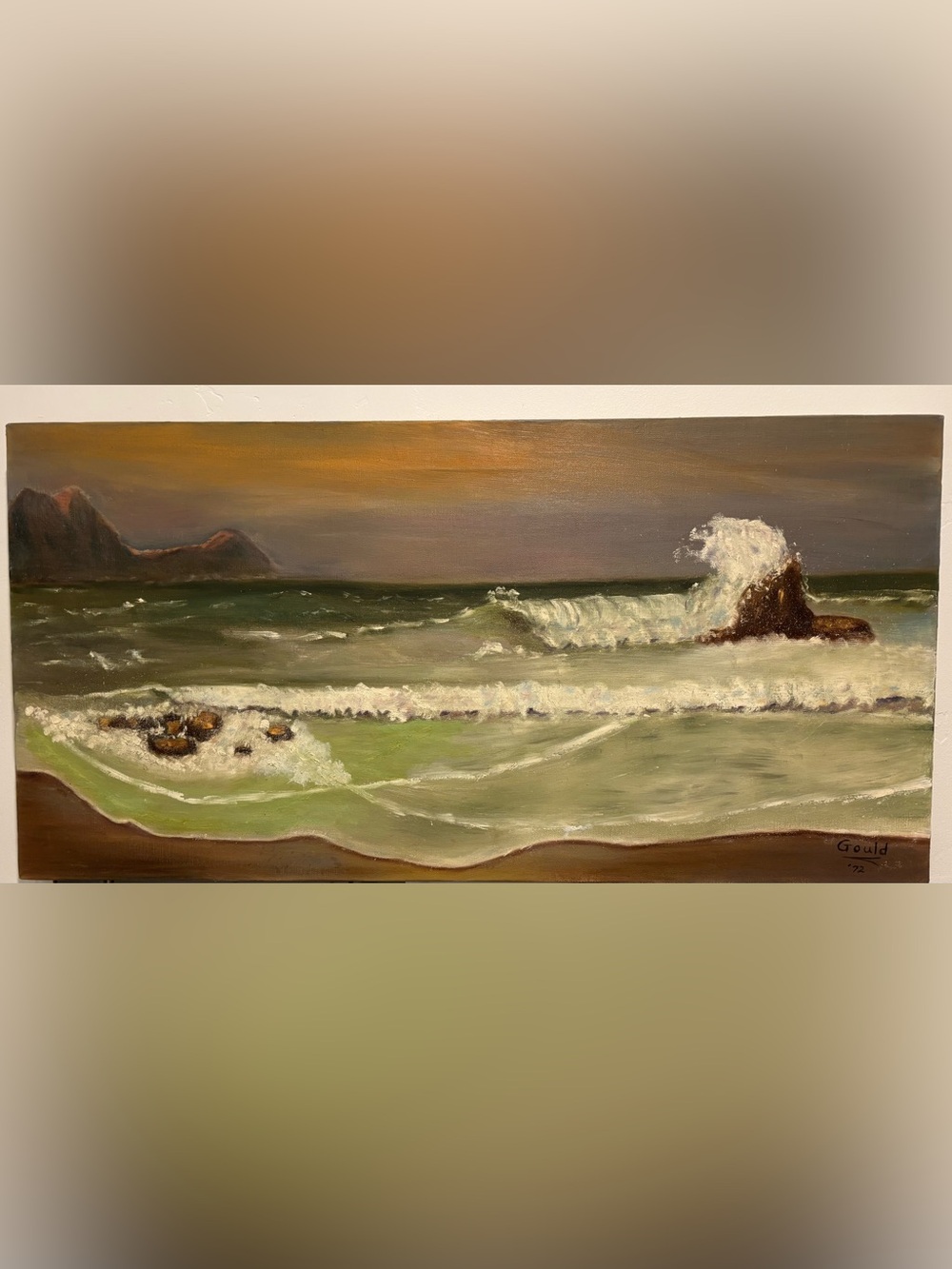 SALE Original Fine Art GOULD Artist Signed 1972 Vintage Seascape Painting Canvas - Picture 10 of 12